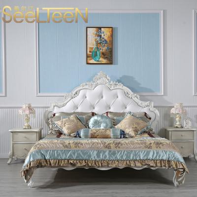 China Modern Royal White Hotel Bedroom Furniture Cut Out King Bed for sale