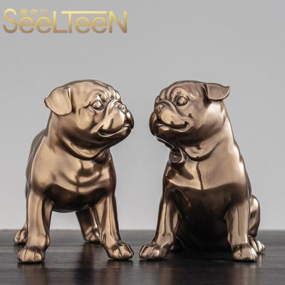 China Sharpei Contemporary Dog Shape Loyalty Decoration Brass Table Decoration for sale