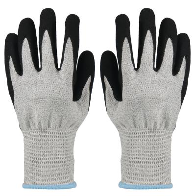 China Sandy Nitrile Cut Resistant Work Safety Gloves 15G EN388 13997 Coating Safety Anti Cut Gloves Cut Resistant Gloves for sale