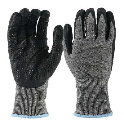 China Newest Set Anti Cut Work Safety Protective Gloves Anti Foam Nitrile Point Coated To Slip Resistant Work Gloves for sale