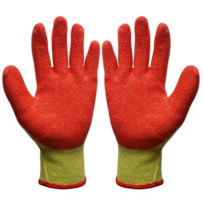 China Thermal Work And Gardening Gloves , Yellow Cotton Blend Latex Coated Workwear Gloves For Builder And Gardener for sale