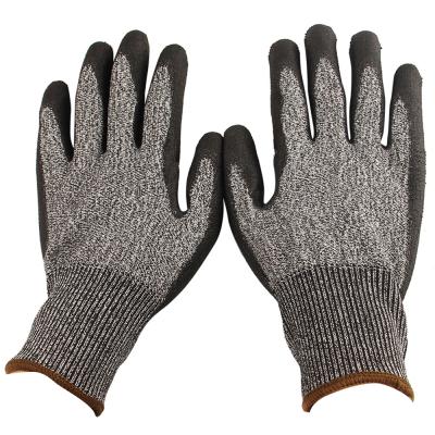 China Customized Logo PU Coating Anti Cut Cut Heavy Duty Level 4 Safety Work Gloves Hand Gloves For Construction Work for sale