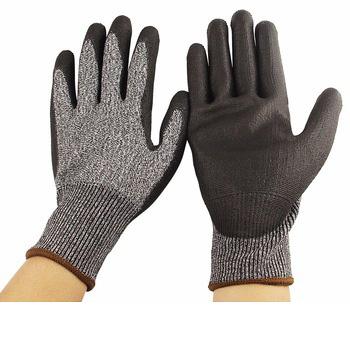 China 15Gauge Polyester Fiberglass PU Wear Resistant Comfortable Liner Cut Level 4 Gloves Anti-Cut Work Glove en388 Resistant Comfortable Anti-sweat Glove for sale