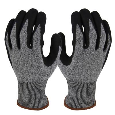 China Anti-Cut OEM ODM Cut Level 5 Protection Sandy Nitrile Palm Coated Working Resistant Gloves for sale