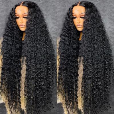 China Body Wave 13x6 brazilian water wave virgin human hair wigs glueless full lace frontal wig  pre plucked curly lace front wig for sale