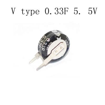 China New standard original type 0.33f 5.5V farad capacitor V capacitor V type 0.33f 5.5V double layer capacitors for sale