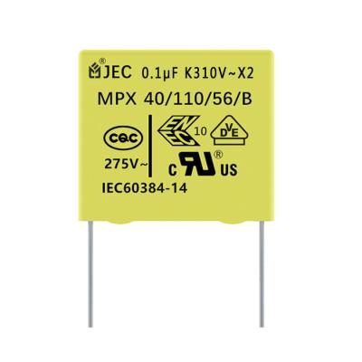 China Home Appliance Case 275v 0.1uf Capacitor 104 Safety X2 Capacitor ROHS EMI Suppression Mpx Film Plastic for sale