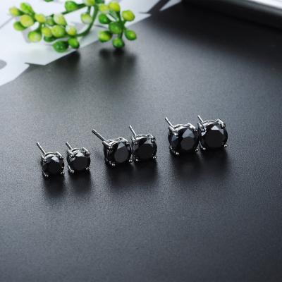 China 2021 High Quality Fresh And Custom Made Black Zircon Simple Diamond Stud Earrings Fashion Men And Women for sale