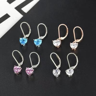 China High Quality Professional Design Customized Simple Love Diamond Zircon Small Circle Pendant Earrings for sale