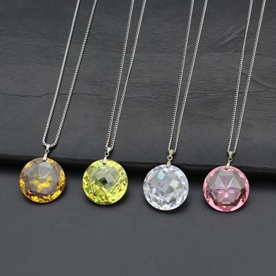 China Rose 2022 New Arrival High Quality Shiny Fashion Luxury Colorful Round Diamond Zircon Pendant Necklace for sale