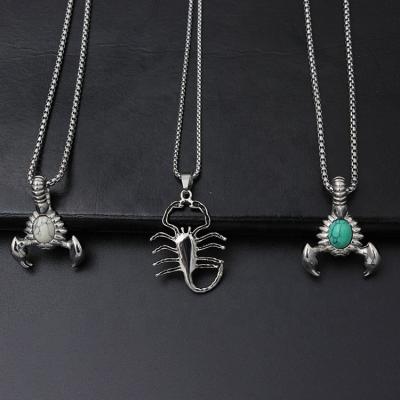 China New Products High Quality Three Styles Inlaid White Silver And Turquoise Animal Scorpion Pendant Necklaces for sale