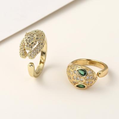 China Fashionable Personality Ring Set Gold Snake Leopard Adjustable 2021 Premium Quality High Quality Form Open Ring for sale