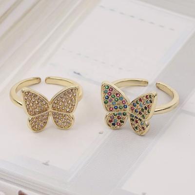 China Ring Jewelery Friendship Butterfly Shape Factory Wholesale High Quality Trendy Gold Fashion Adjustable Ring for sale