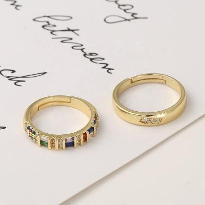 China 2022 Unique Wholesale High Quality 18k Gold Plated Fashion Jewelry Colorful Zircon Rings For Women for sale