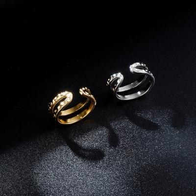 China 2022 48 styles high quality stainless steel gold plated single cavity model women and men personalized fashion gold and silver ring for sale