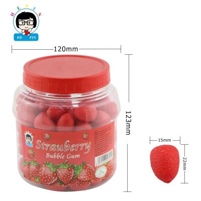 China Strawberry Shape Bubble Ball In Round Jar Bubble Gum Strawberry Shaped for sale