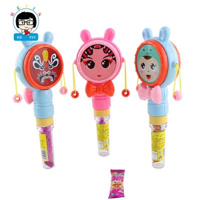 China Cartoon Toys HEPIN FOOD Kids Order Drum Shape Cartoon Colorful Jumping Candy Toys for sale