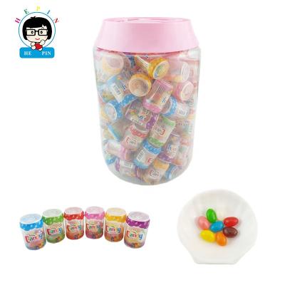 China Wholesale Multicolor Natural Mini Can Gummy Candy Soft Chewy Candy In Jar Packaging Fruity Jelly Beans for sale