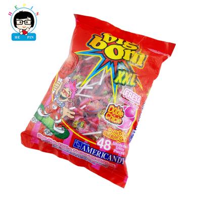 China Normal Big Size Fruits Hard Custom Lollipop Bubble Gum Muffin Eyelash Wrapper With Bubble Gum Candy for sale