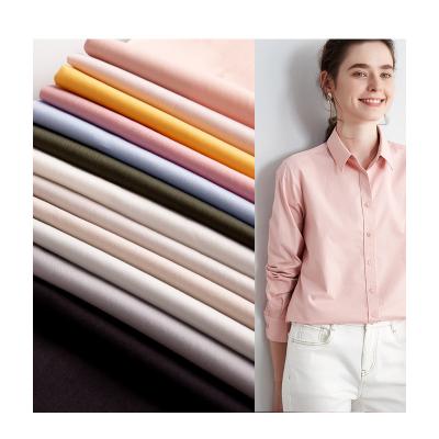 China Stretch Low MOQ Design 72%Cotton 25%Nylon 3%Elastic Yarn Dyed Plain Plain Woven Shirting Fabric For Garment for sale