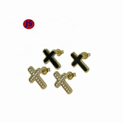 China Fashion TRENDY Moroccan Earrings Cross Stud Earrings Brass Material Electroplating 14K Color for sale