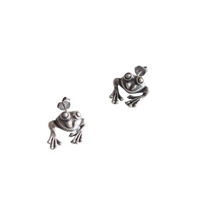 China Wholesale Hiphop Earrings Vintage Frog Earrings 925 Sterling Silver Punk Hip Hop Earrings For Men And Women for sale