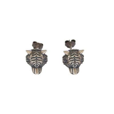 China Luxury High Quality Vintage Stud Earrings S925% Sterling Silver Tiger Earrings Hiphop Jewelry for sale