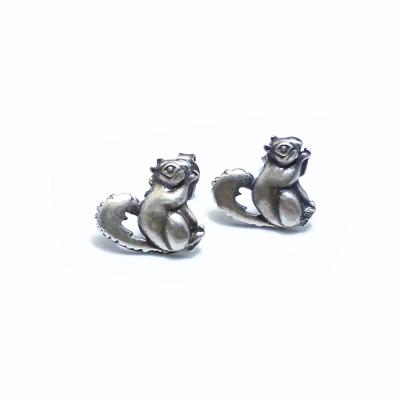 China Wholesale Genuine Hiphop Mouse 925 Sterling Silver Stud Earrings Pierced Handmade Ladies Earrings Zodiac Earrings for sale