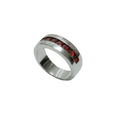 China Wholesale Hiphop Bronze Hardware Ring Jewelry Hot Sales Silver Red Glass Wedding Ring for sale