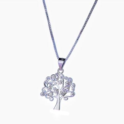 China Custom Sterling Silver Material 925% Sterling Silver Ladies Christmas Tree Pendant Necklace Christmas Tree of Life Necklace for sale