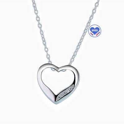 China TRENDY 925 Sterling Silver Beautiful Fish Pendant Necklace, Tiny Fish Charm Pendant, Zircon Heart Pendant Necklace for sale