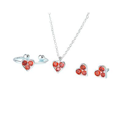 China FASHIONABLE Set of 925 Sterling Silver Heart Shaped Design Necklaces and Earrings Women's Jewelry for sale