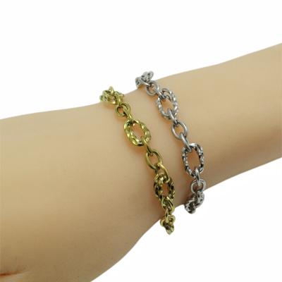 China Hiphop Stainless Steel Circle Bangle Wave Twist Gold Plated Link Chain Bracelets for sale