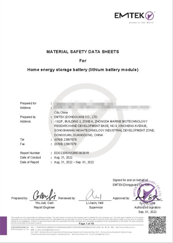 MSDS - Zhejiang Hua Power Co.,Ltd