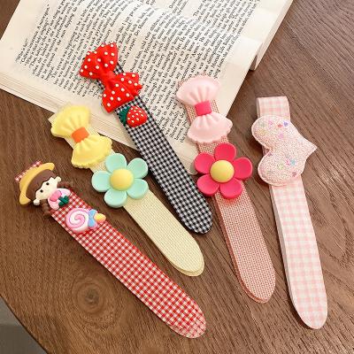 China Korean New Soft Plaid Bow Hair Band Children Bangs Stickers Girls Baby Broken Hair Mail Hair Accessories for sale