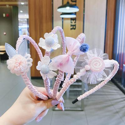 China Sweet Korean Children's Hairpin Hair Band Little Girl Bow Headdress Baby Toothed Non-slip Headband for sale