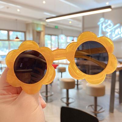 China Children's Sun Flower Sun Glasses Children's Sunglasses Boys Girls Round Lovely Glass Sunglasses Kids Baby Sun Glasses for sale