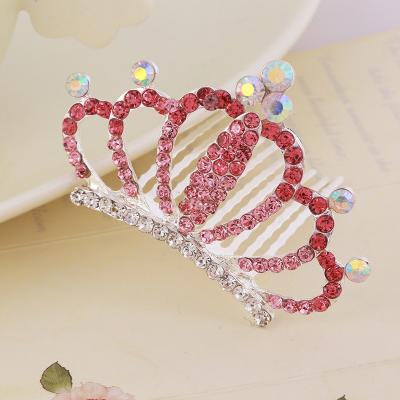 China Hair accessories wholesale rhinestone rhinestone crown hair comb birthday crown kids mini princess crystal silver tiara for sale