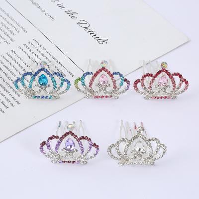 China NEW Color rhinestone hair accessories korean girl children mini crown hair comb hair accessories tie tiara crown for sale