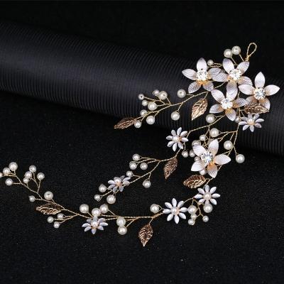 China Bridal Hair Accessories Women Prom Party Handmade Gold Flower Leaf Jewelry Set Crystal Headpiece Headband Wedding Hair Accessories for sale