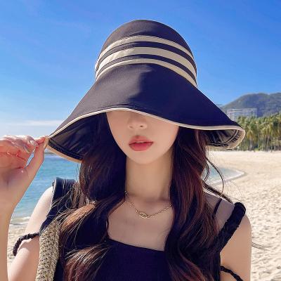 China 2022 New High Quality Ultraviolet Proof Women's Straw Hats Sun Hat With Bowknot Lanyard Maiden Summer Beach Hats For Women for sale