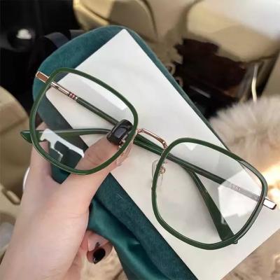 China For Reading Glasses Logo Fashion Women Retro Eyeglasses Custom Made Big Square Frame Myopia Blue Light Blocking Glasses For Women for sale