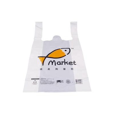 China Biodegradable Compostable Vest Carrier Bag 100% Biobags Certificated Multifunctional Plastic T-Shirt Environmental Protection On Roll for sale