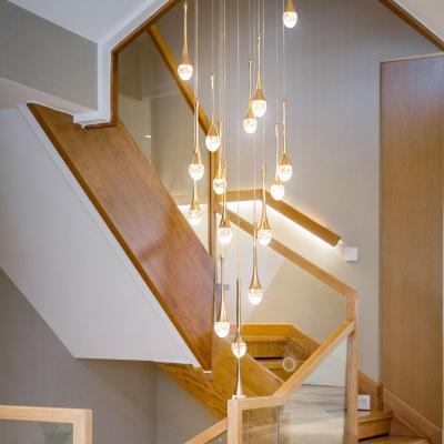 China Modern Bubble Modern Pendant Crystal Ball Chandelier Lighting Gold Staircase Lamp Long Hanging Chandelier for sale