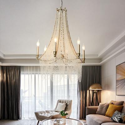 China Crystal Beads Pendant Lighting For Metal Crystal Bead Chandelier Antique Gold Modern Dining Room Home Decoration for sale