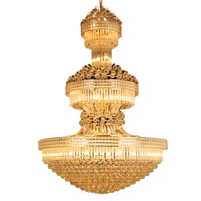 China European Crystal Chandelier Hotel Lobby Large Penthouse Style Outdoor Mounted Long Pendant Lamps for sale