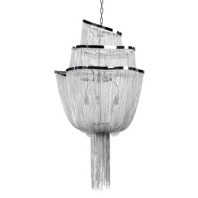 China EUROPEAN Modern Style Aluminum Chain Tassel Chain Chrome Style Post Pendant Light and Ceiling Light Chandelier for sale