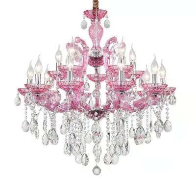 China Factory Price EUROPEAN Rose Blue Red Glass and Crystal Chandelier Lighting Living Room Bedroom Luxury Chandeliers and Pendant Lights for sale