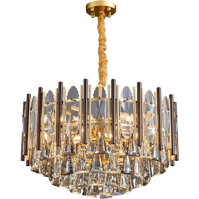 China European Post Bedroom Lights Gold Metal Modern Luxury Glass Round Led Crystal Ceiling Lights Chandeliers for sale