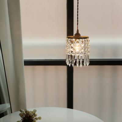 China Bedroom Bedside French Luxury Crystal Hanging Pendant Lamp Light Brass Beads Crystal Chandelier for sale